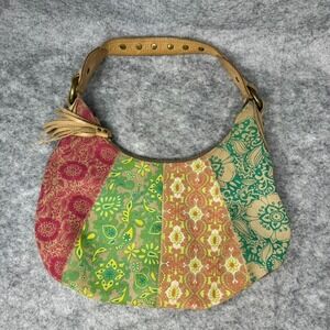 Patchwork Leather Suede Handbag Shoulder Hobo Boho Medium Bag Fossil Y2K Hippie